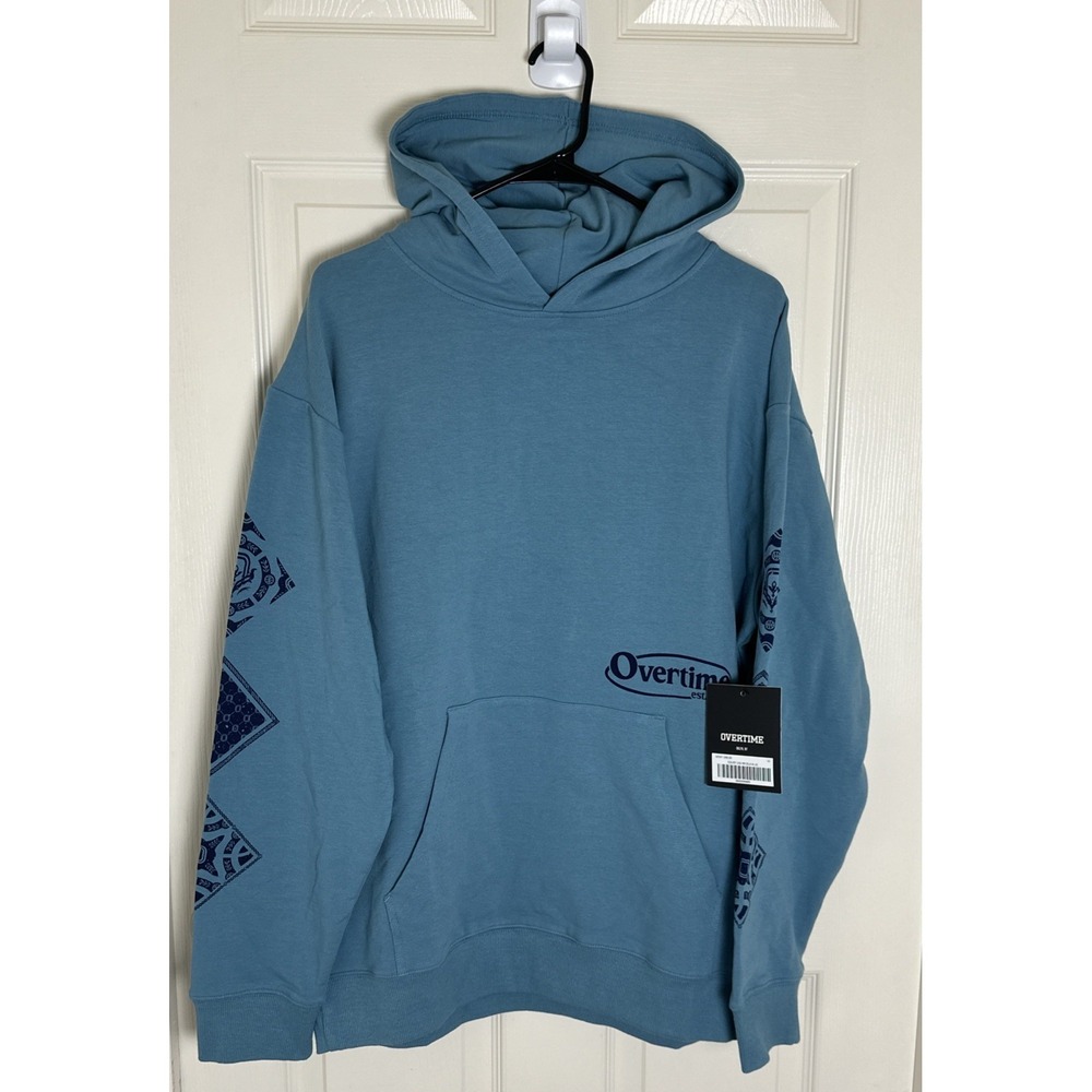 Authentic Overtime Porto Hoodie Sweatshirt Pullover Blue/Navy Men's Large NWT$80